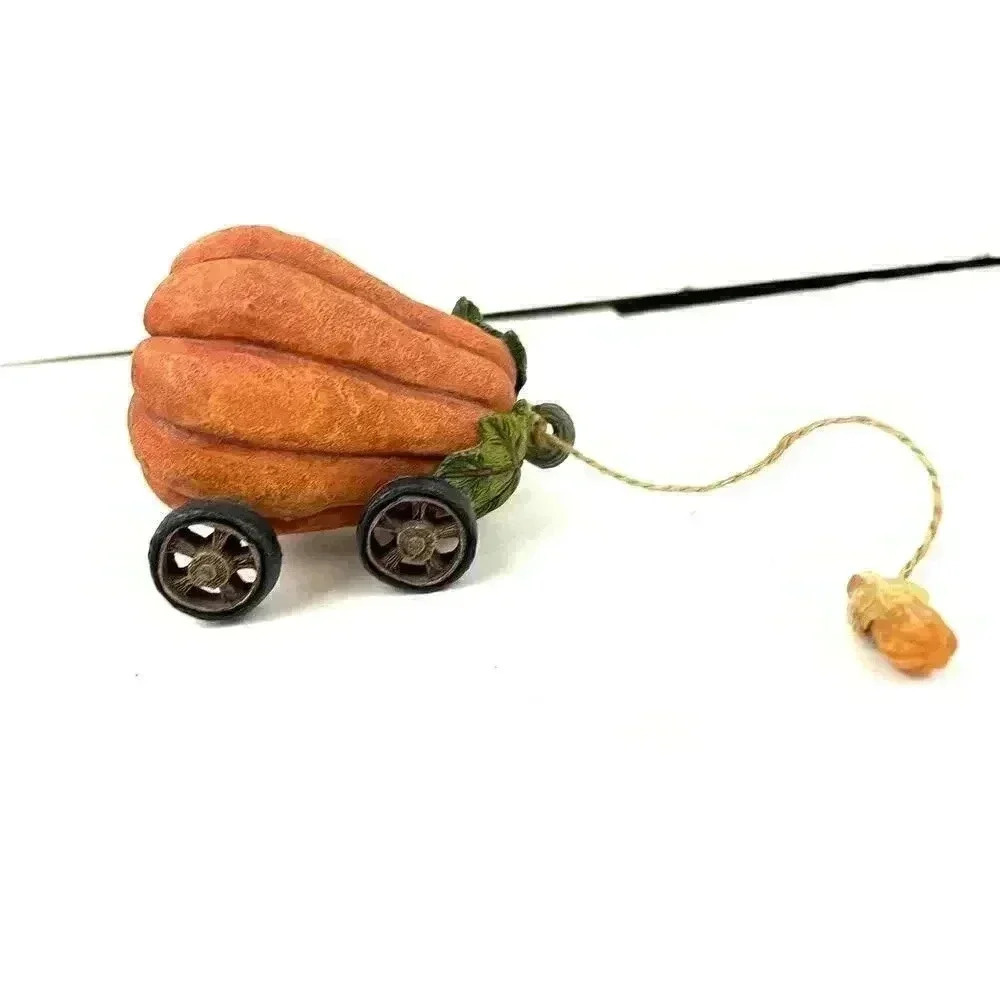 VTG Boyds Punkinbeary‎ Tug Along Orange Pumpkin Figurine 2002
